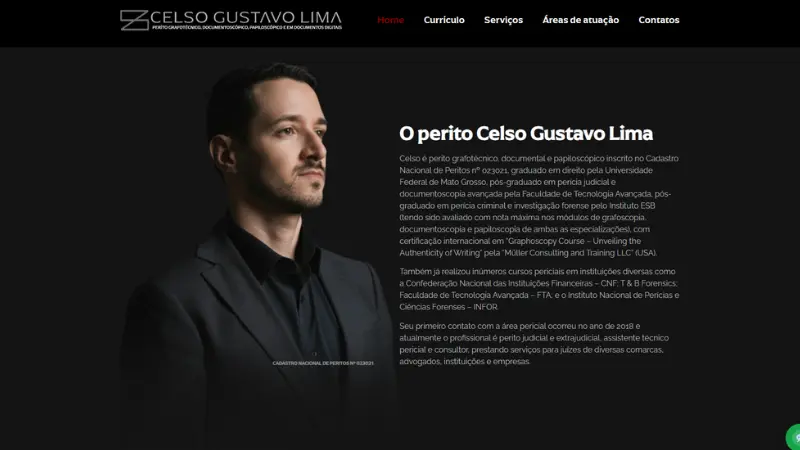 Projeto Celso Gustavo Perito - Site Institucional